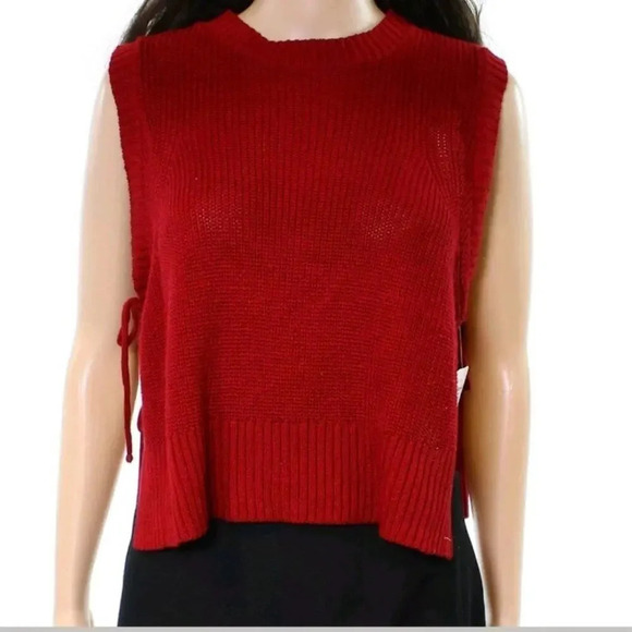 Closet Space Tie Side Slit Knit Sweater Tank Top M - Picture 2 of 7